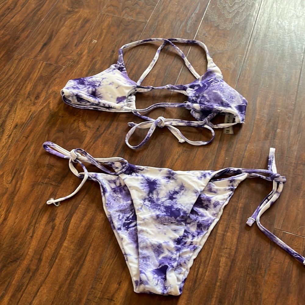 Fun purple tie dye swimsuit!